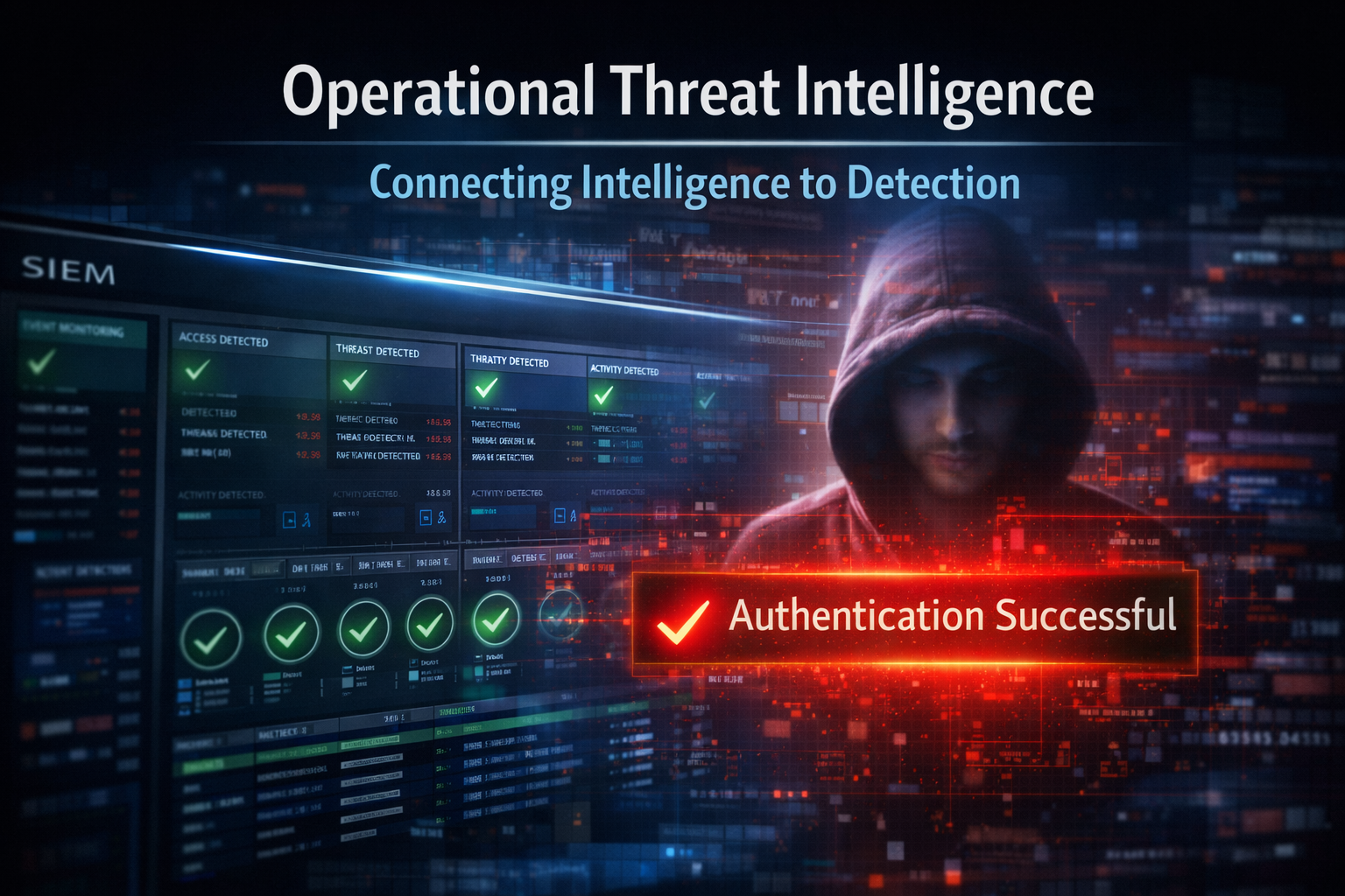 Operational Threat Intelligence workflow showing how threat intelligence is translated into risk context, detection engineering, SOC monitoring, and operational risk reduction.